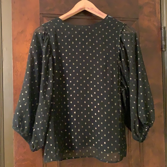 Cynthia Rowley metal contrast black blouse. - Picture 5 of 8